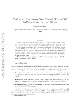 Verifying the First Nonzero Term: Physical ZKPs for ABC End View, Goishi
  Hiroi, and Toichika