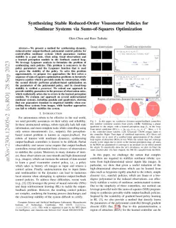 Synthesizing Stable Reduced-Order Visuomotor Policies for Nonlinear
  Systems via Sums-of-Squares Optimization