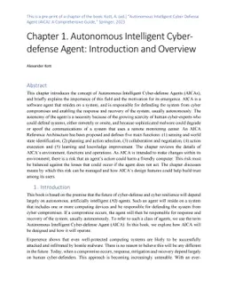 Autonomous Intelligent Cyber-defense Agent: Introduction and Overview
