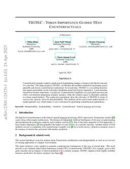 TIGTEC : Token Importance Guided TExt Counterfactuals