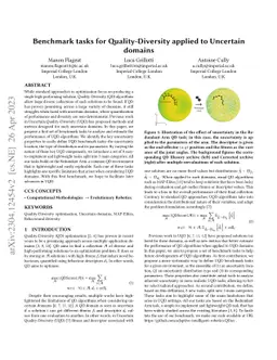 Benchmark tasks for Quality-Diversity applied to Uncertain domains