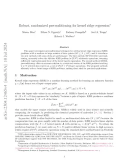 Robust, randomized preconditioning for kernel ridge regression