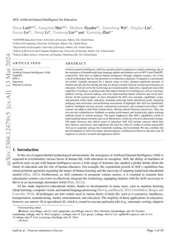 AGI: Artificial General Intelligence for Education