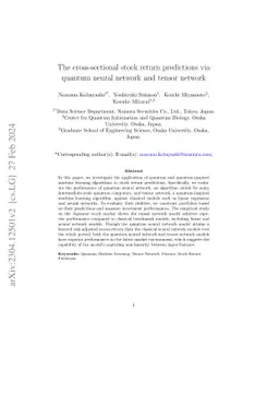 The cross-sectional stock return predictions via quantum neural network
  and tensor network