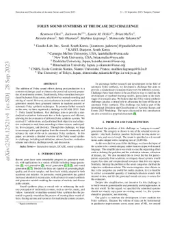 Foley Sound Synthesis at the DCASE 2023 Challenge