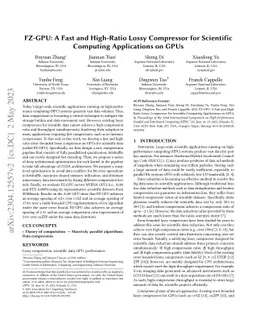 FZ-GPU: A Fast and High-Ratio Lossy Compressor for Scientific Computing
  Applications on GPUs