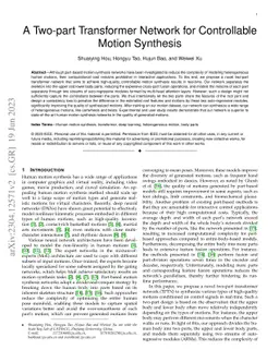 A Two-part Transformer Network for Controllable Motion Synthesis