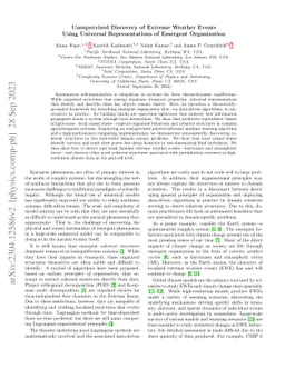 Unsupervised Discovery of Extreme Weather Events Using Universal
  Representations of Emergent Organization
