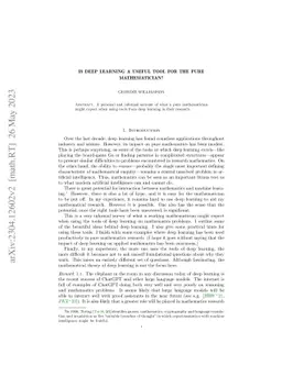 Is deep learning a useful tool for the pure mathematician?
