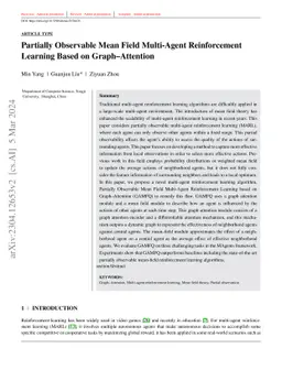 Partially Observable Mean Field Multi-Agent Reinforcement Learning Based
  on Graph-Attention