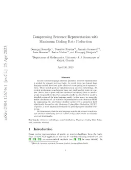 Compressing Sentence Representation with maximum Coding Rate Reduction