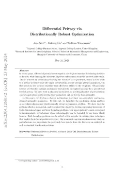 Differential Privacy via Distributionally Robust Optimization