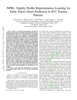 NPRL: Nightly Profile Representation Learning for Early Sepsis Onset
  Prediction in ICU Trauma Patients