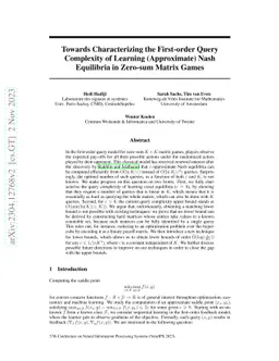 Towards Characterizing the First-order Query Complexity of Learning
  (Approximate) Nash Equilibria in Zero-sum Matrix Games