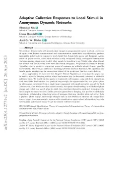 Adaptive Collective Responses to Local Stimuli in Anonymous Dynamic
  Networks