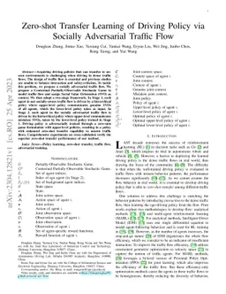 Zero-shot Transfer Learning of Driving Policy via Socially Adversarial
  Traffic Flow