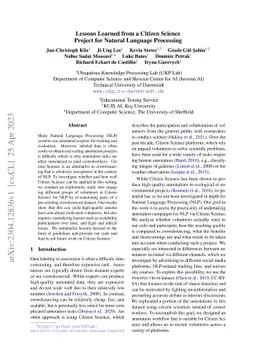 Lessons Learned from a Citizen Science Project for Natural Language
  Processing