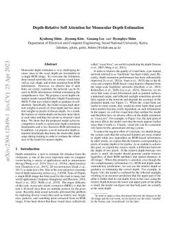 Depth-Relative Self Attention for Monocular Depth Estimation