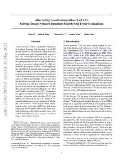 Alternating Local Enumeration (TnALE): Solving Tensor Network Structure
  Search with Fewer Evaluations