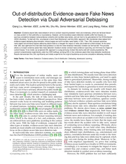 Out-of-distribution Evidence-aware Fake News Detection via Dual
  Adversarial Debiasing