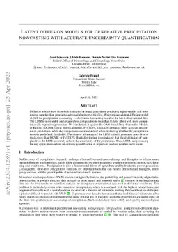 Latent diffusion models for generative precipitation nowcasting with
  accurate uncertainty quantification