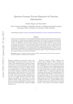 Quantum Gaussian Process Regression for Bayesian Optimization