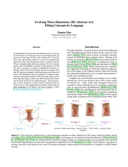 Evolving Three Dimension (3D) Abstract Art: Fitting Concepts by Language