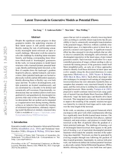 Latent Traversals in Generative Models as Potential Flows