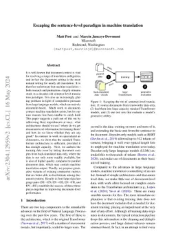 Escaping the sentence-level paradigm in machine translation