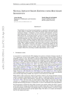 Neural Implicit Shape Editing using Boundary Sensitivity