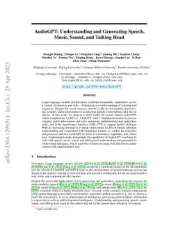 AudioGPT: Understanding and Generating Speech, Music, Sound, and Talking
  Head