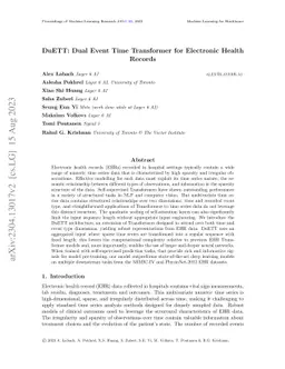 DuETT: Dual Event Time Transformer for Electronic Health Records