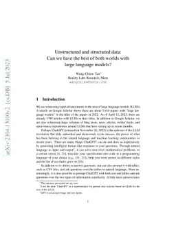 Unstructured and structured data: Can we have the best of both worlds
  with large language models?