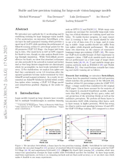 Stable and low-precision training for large-scale vision-language models