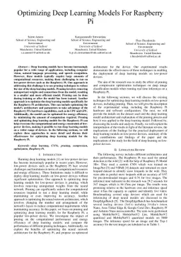 Optimizing Deep Learning Models For Raspberry Pi