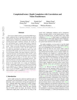CompletionFormer: Depth Completion with Convolutions and Vision
  Transformers