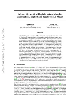 iMixer: hierarchical Hopfield network implies an invertible, implicit
  and iterative MLP-Mixer
