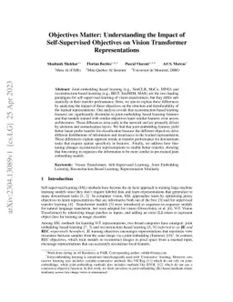 Objectives Matter: Understanding the Impact of Self-Supervised
  Objectives on Vision Transformer Representations