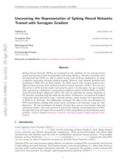 Uncovering the Representation of Spiking Neural Networks Trained with
  Surrogate Gradient