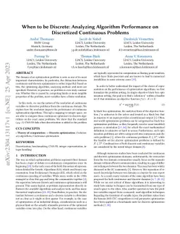 When to be Discrete: Analyzing Algorithm Performance on Discretized
  Continuous Problems