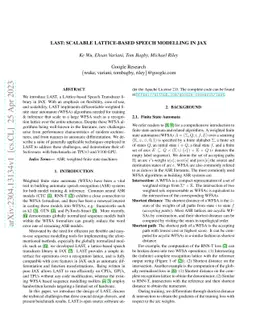 LAST: Scalable Lattice-Based Speech Modelling in JAX