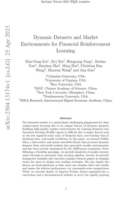 Dynamic Datasets and Market Environments for Financial Reinforcement
  Learning