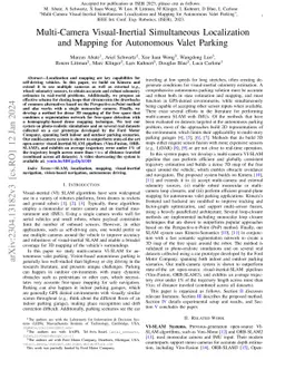 Multi-Camera Visual-Inertial Simultaneous Localization and Mapping for
  Autonomous Valet Parking