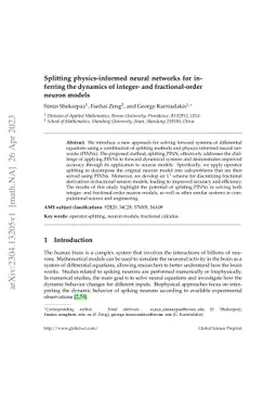 Splitting physics-informed neural networks for inferring the dynamics of
  integer- and fractional-order neuron models