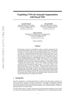 Exploiting CNNs for Semantic Segmentation with Pascal VOC