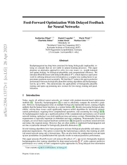 Feed-Forward Optimization With Delayed Feedback for Neural Network Training