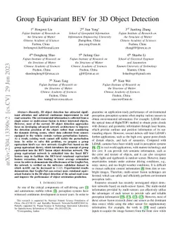 Group Equivariant BEV for 3D Object Detection