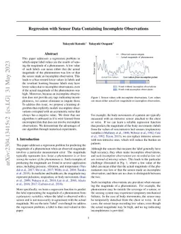 Regression with Sensor Data Containing Incomplete Observations