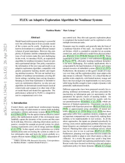 FLEX: an Adaptive Exploration Algorithm for Nonlinear Systems
