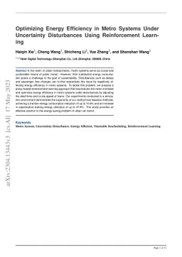 Optimizing Energy Efficiency in Metro Systems Under Uncertainty
  Disturbances Using Reinforcement Learning
